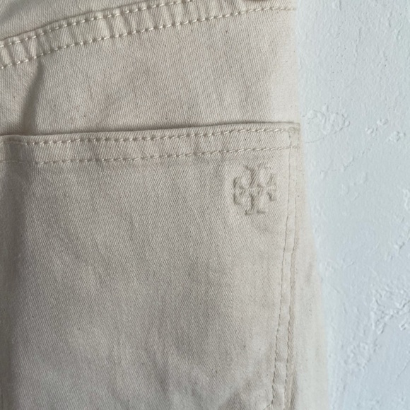 Tory Burch Lana Pom Pom cream embroidered jeans size 27 - Picture 9 of 10